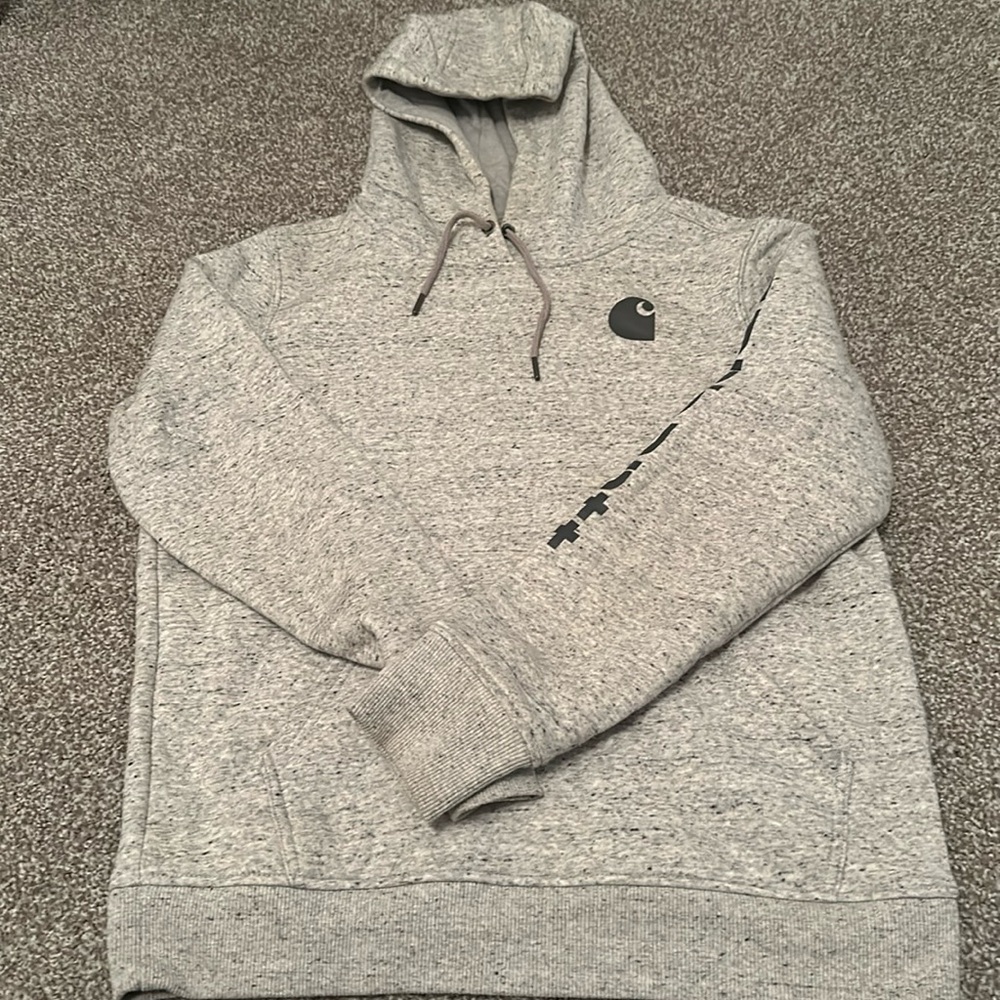 Carhartt Heather Gray Pullover Hoodie with Logo